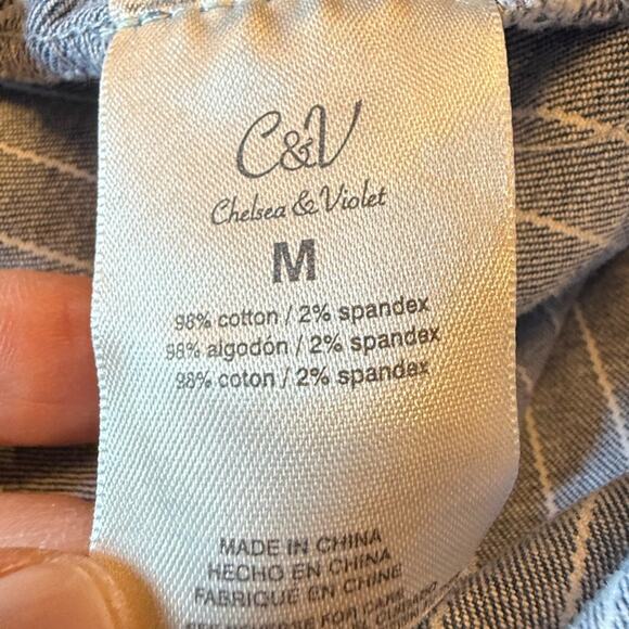 Chelsea & Violet Blue Denim Striped Mini Skirt Womens Size Medium - Picture 7 of 8